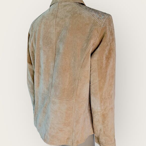 Brandon Thomas Vintage Suede Leather Button Up Jacket Western Women Size M Tan - Picture 11 of 15